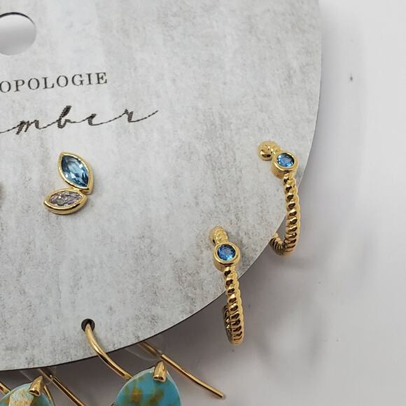Anthropologie Set of four December birthstone turquoise earrings New with tags - Picture 5 of 8